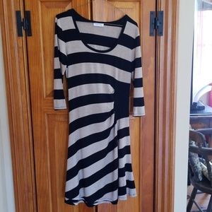 Calvin Klein Asymmetrical Stripe Dress, Small